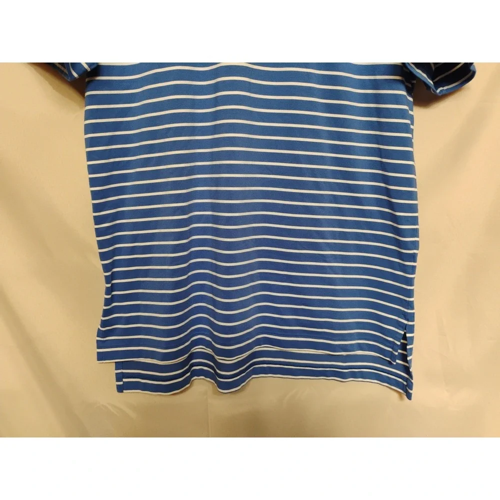Polo Golf Ralph Lauren Performance Oak Tree Mens MEDIUM Blue White Striped Shirt